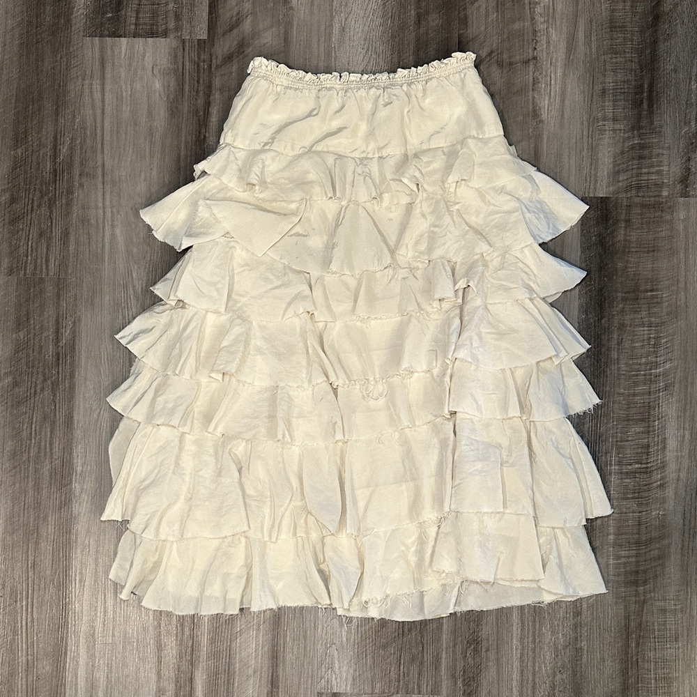Zara ZW Collection Ruffled Layered Viscose Blend Midi Skirt - Small